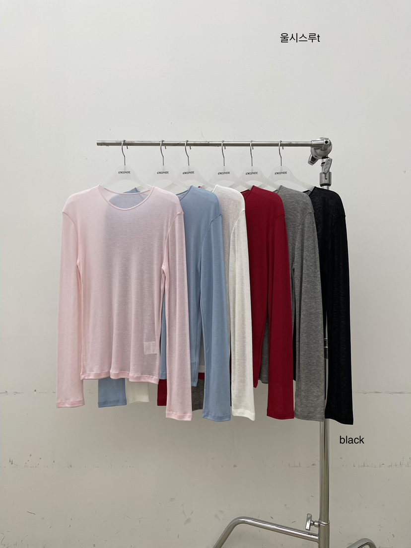 ATMOSPHERE韓國代購㊣女士新款熱賣推薦時尚長袖T恤羊毛透明ATMOSPHERE/BLING長袖T恤