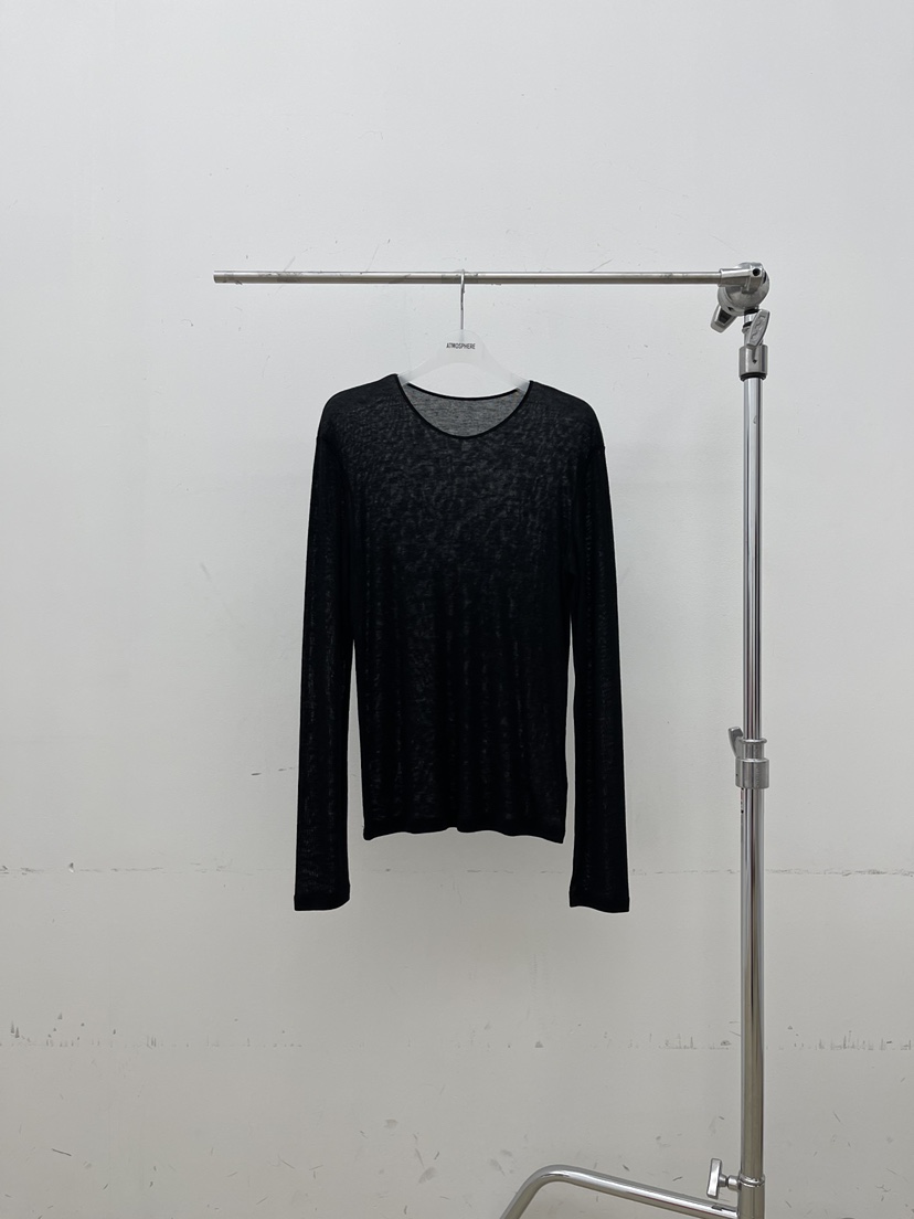 ATMOSPHERE韓國代購㊣女士新款熱賣推薦時尚長袖T恤羊毛透明ATMOSPHERE/BLING長袖T恤圖色4黑