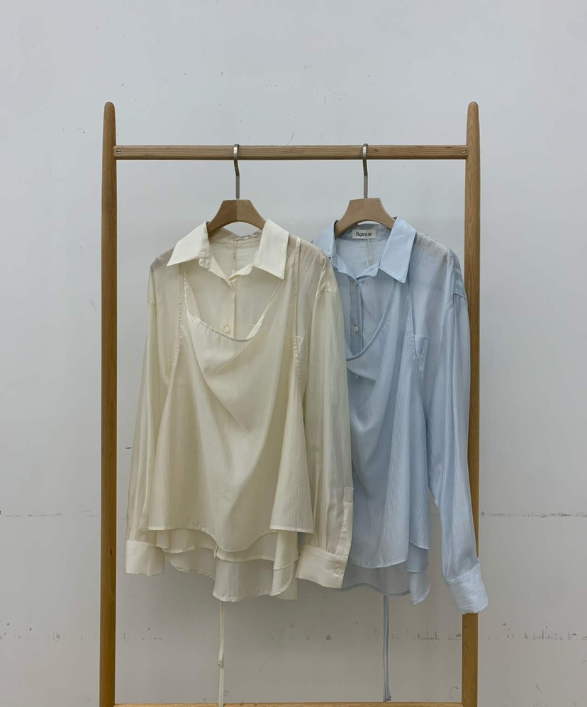 B_GARDER㊣東大門實拍女裝新款休閑26春夏推薦襯衫蕾絲衫條紋B.GARDER襯衫/蕾絲衫