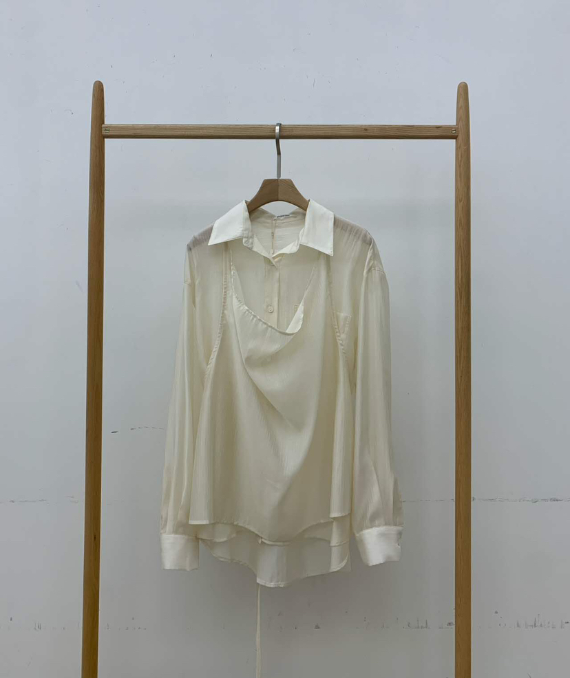 B_GARDER㊣東大門實拍女裝新款休閑26春夏推薦襯衫蕾絲衫條紋B.GARDER襯衫/蕾絲衫圖色1