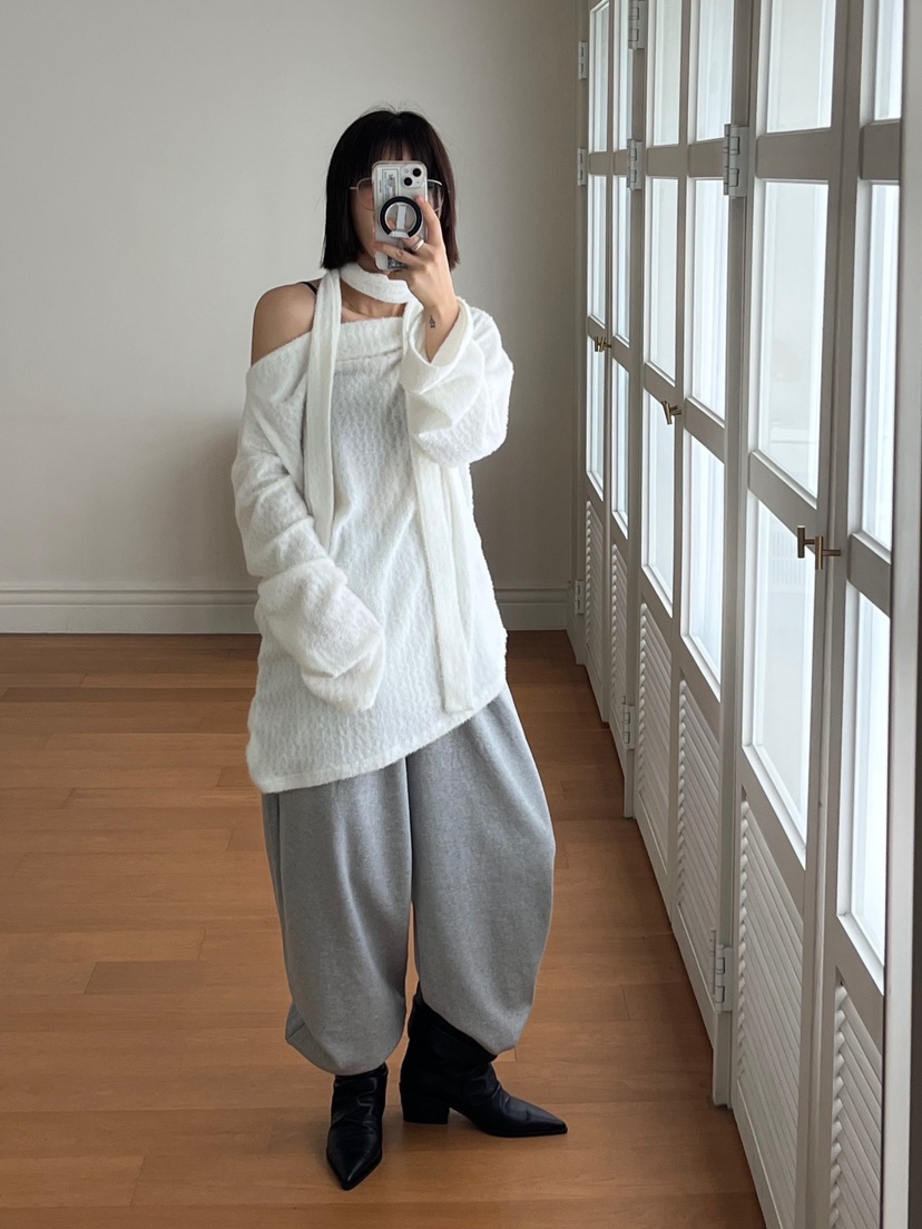 BEAMING SEOUL東大門直郵㊣女裝新款時尚職業針織衫含脖帶BEAMING SEOUL針織衫