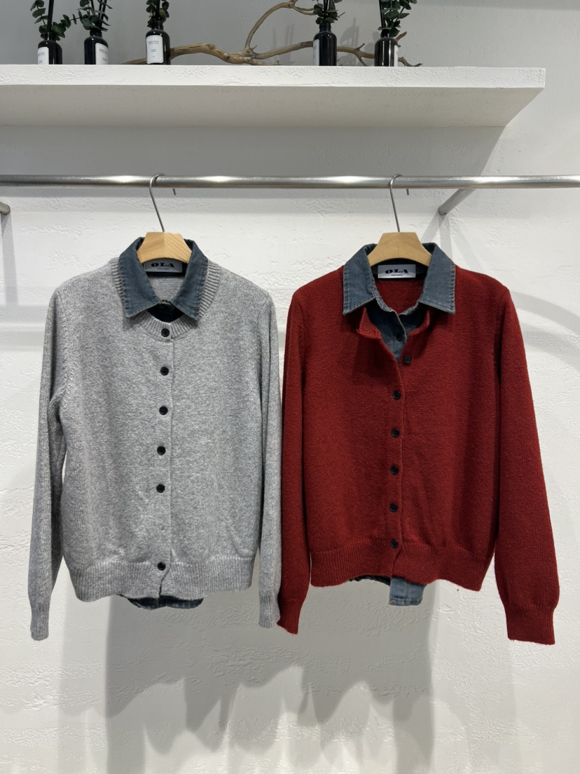 OLA㊣東大門實拍女士新款熱賣人氣職業真品推薦針織衫假兩件mellor/OLA針織衫