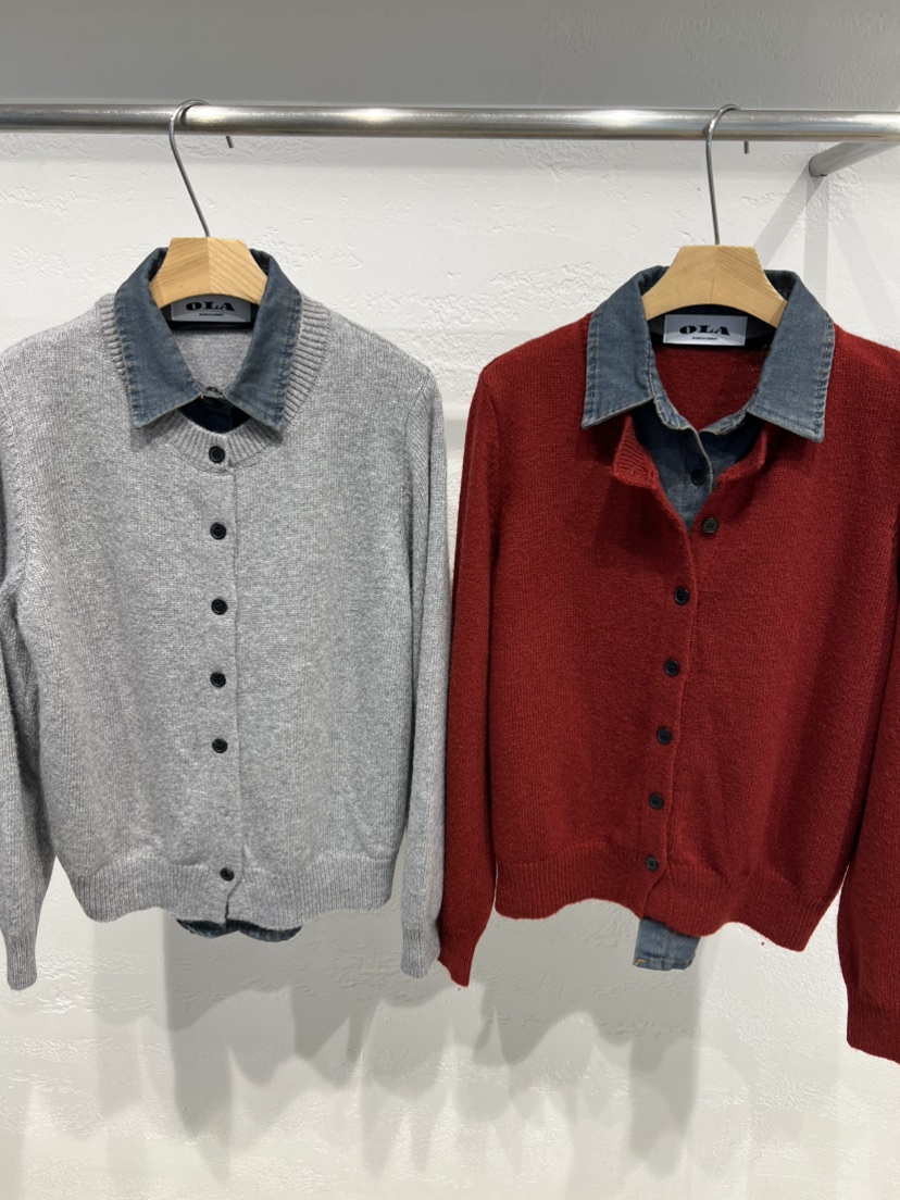 OLA㊣東大門實拍女士新款熱賣人氣職業真品推薦針織衫假兩件mellor/OLA針織衫