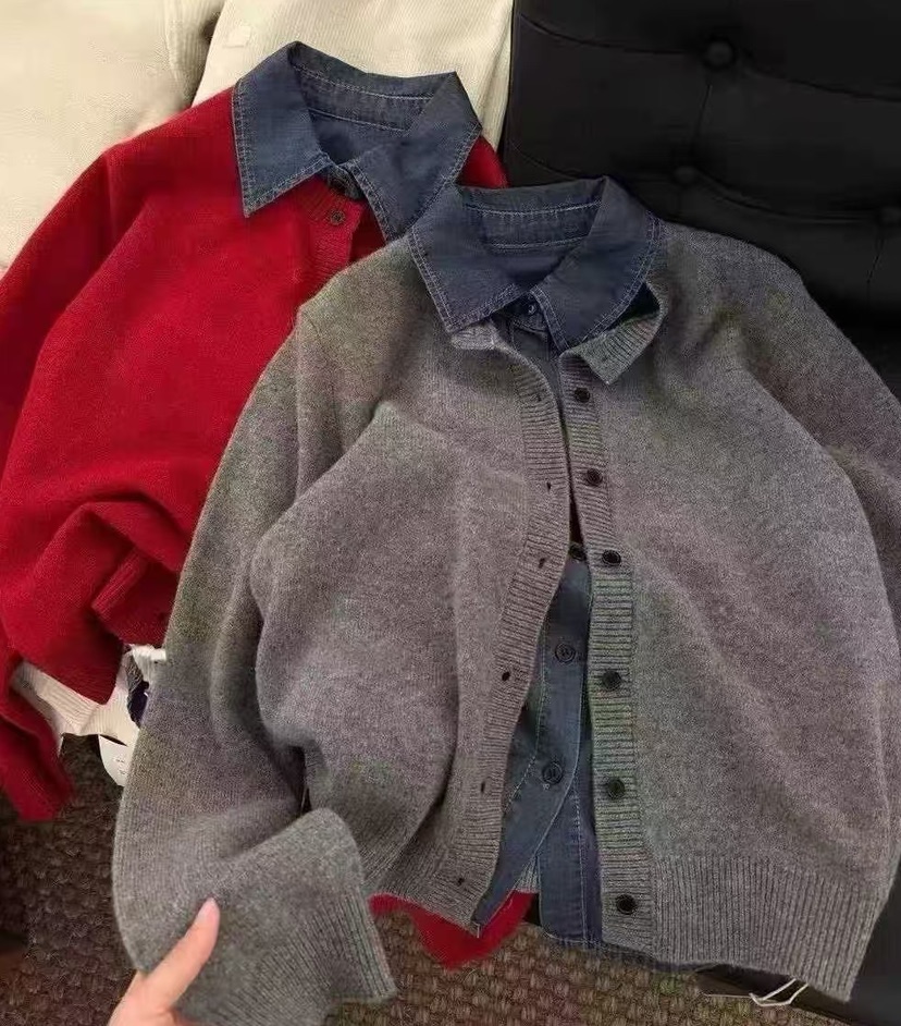 OLA㊣東大門實拍女士新款熱賣人氣職業真品推薦針織衫假兩件mellor/OLA針織衫