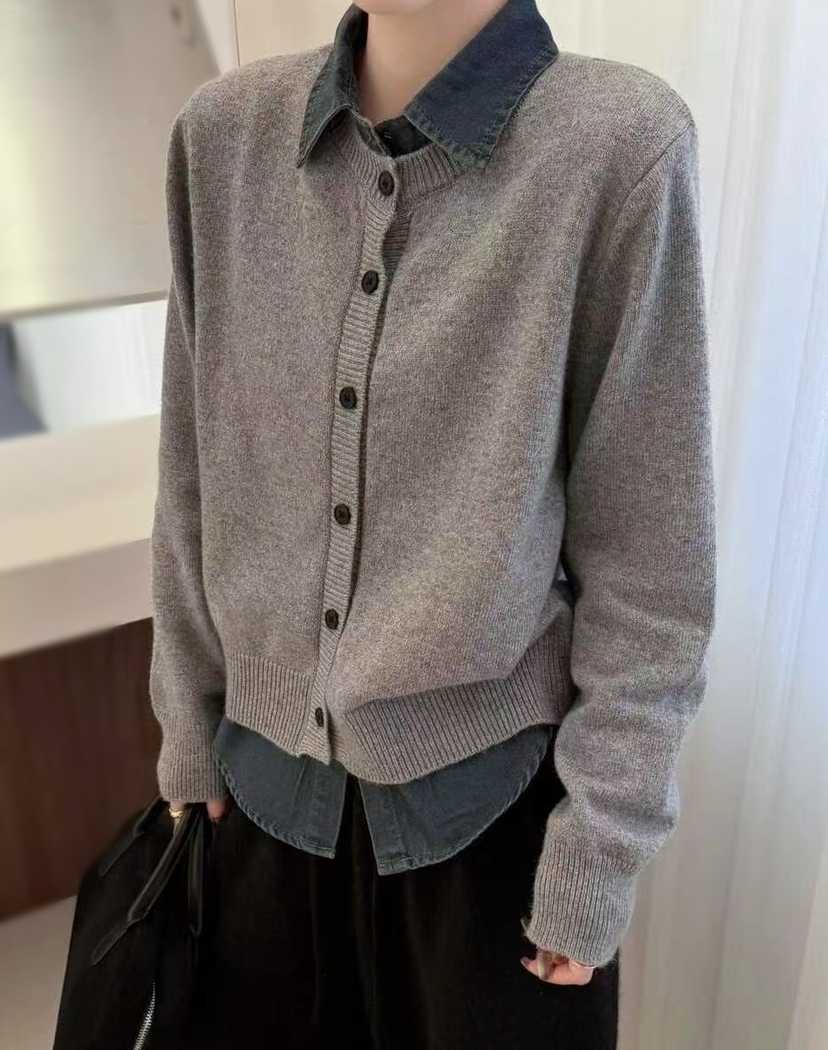 OLA㊣東大門實拍女士新款熱賣人氣職業真品推薦針織衫假兩件mellor/OLA針織衫