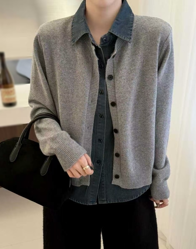 OLA㊣東大門實拍女士新款熱賣人氣職業真品推薦針織衫假兩件mellor/OLA針織衫