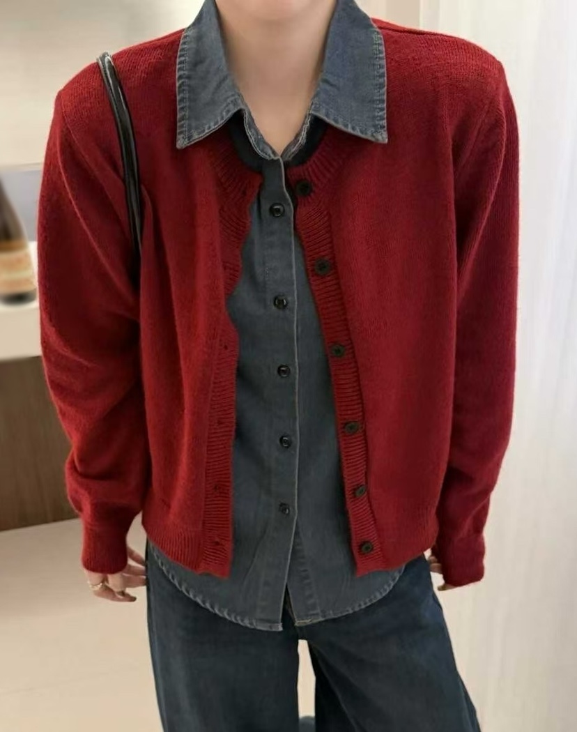 OLA㊣東大門實拍女士新款熱賣人氣職業真品推薦針織衫假兩件mellor/OLA針織衫