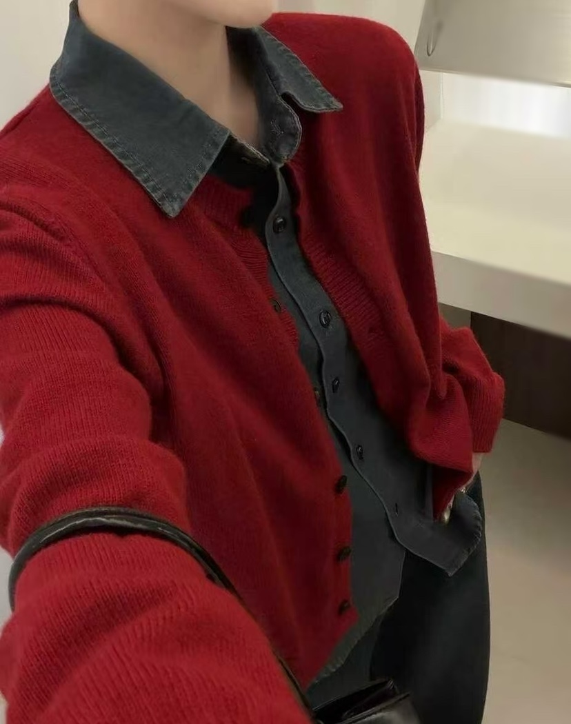 OLA㊣東大門實拍女士新款熱賣人氣職業真品推薦針織衫假兩件mellor/OLA針織衫