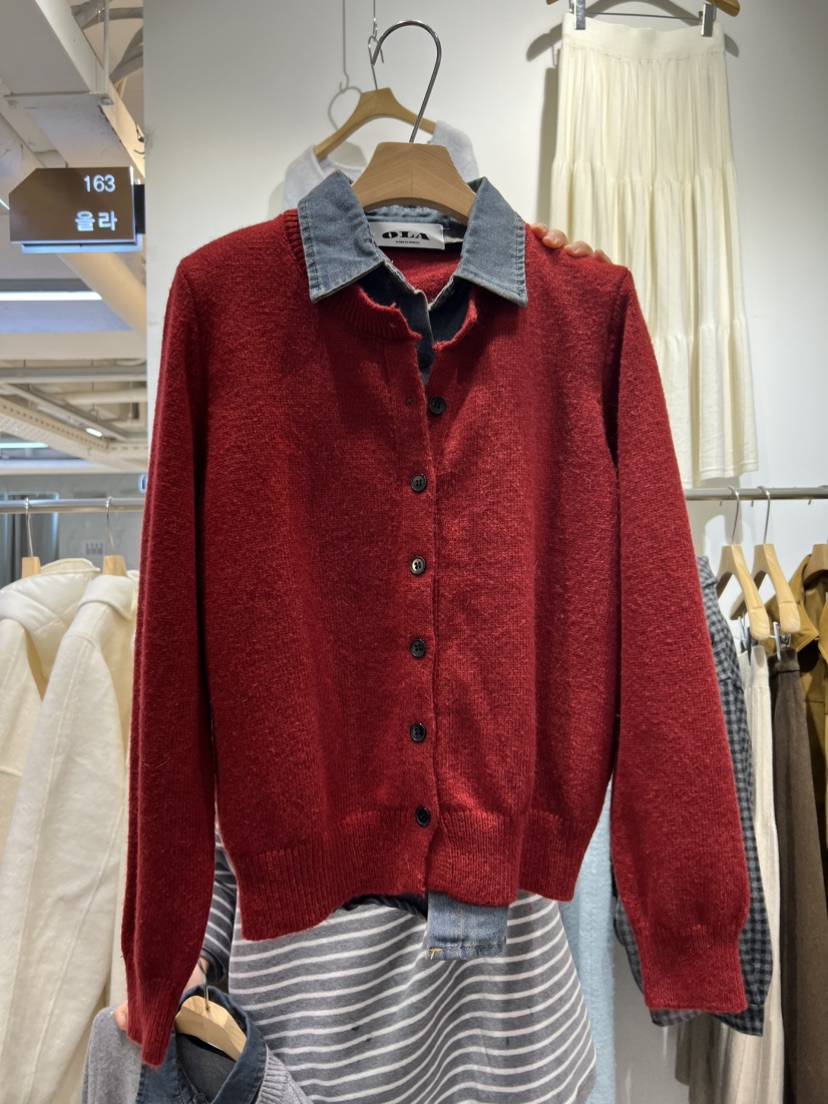 OLA㊣東大門實拍女士新款熱賣人氣職業真品推薦針織衫假兩件mellor/OLA針織衫圖色2