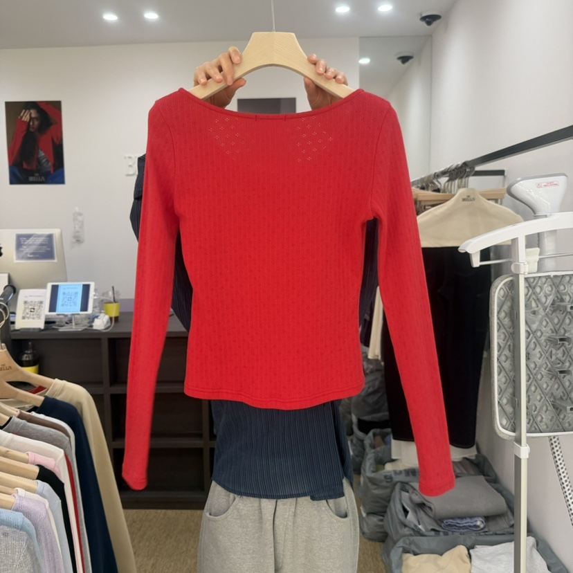 BRELLIN韓國代購㊣女士新品真品職業休閑26春夏長袖T恤春款紐扣BRELLIN長袖T恤