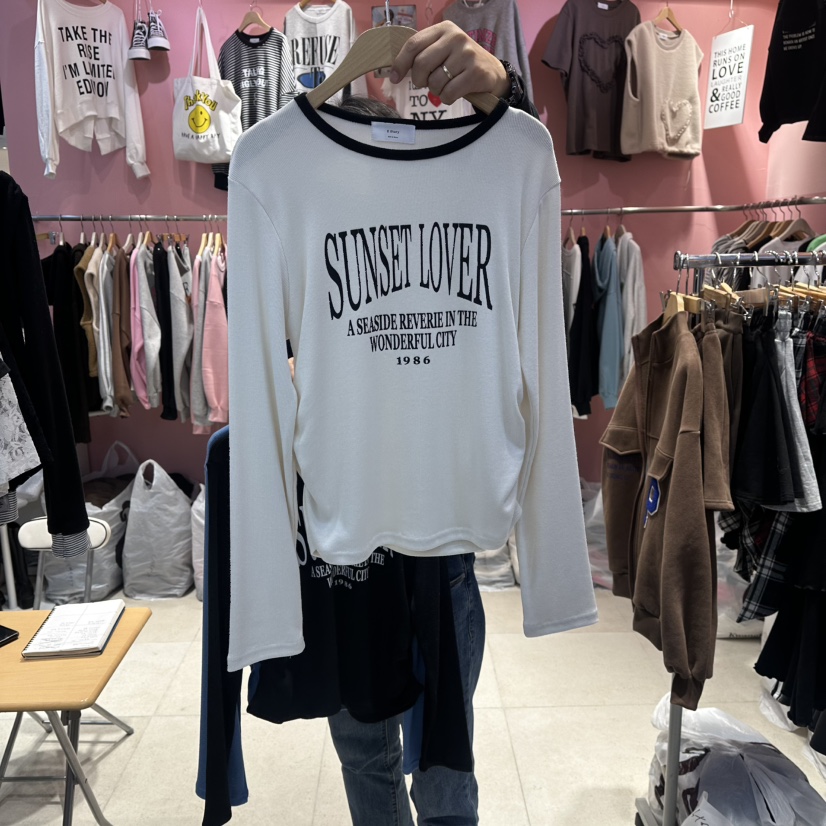 K STORY韓國直郵㊣女裝新款熱賣真品26春夏時尚長袖T恤春款K STORY長袖T恤圖色1