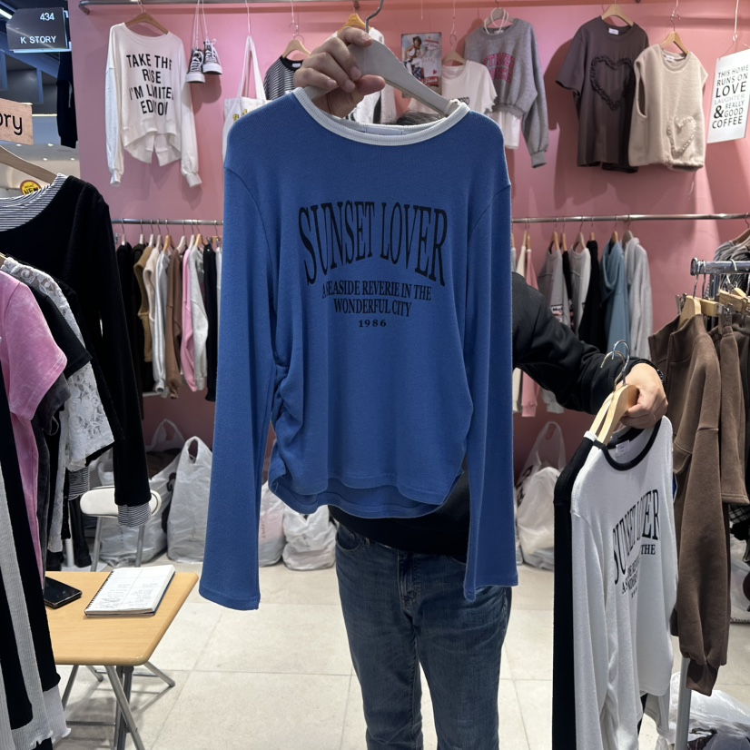 K STORY韓國直郵㊣女裝新款熱賣真品26春夏時尚長袖T恤春款K STORY長袖T恤圖色2