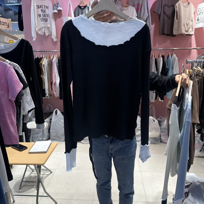 K STORY㊣東大門代購女士新款26春夏時尚人氣推薦長袖T恤春款K STORY長袖T恤