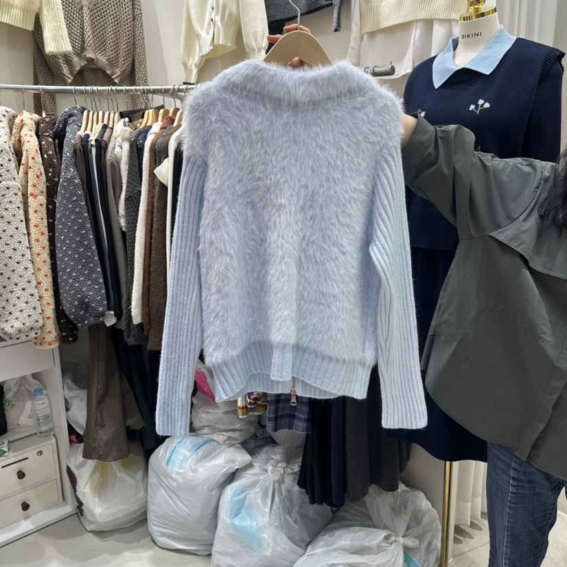 BIKINI㊣東大門代購女裝新款時尚熱賣推薦真品毛衣毛絨拉鏈BIKINI毛衣