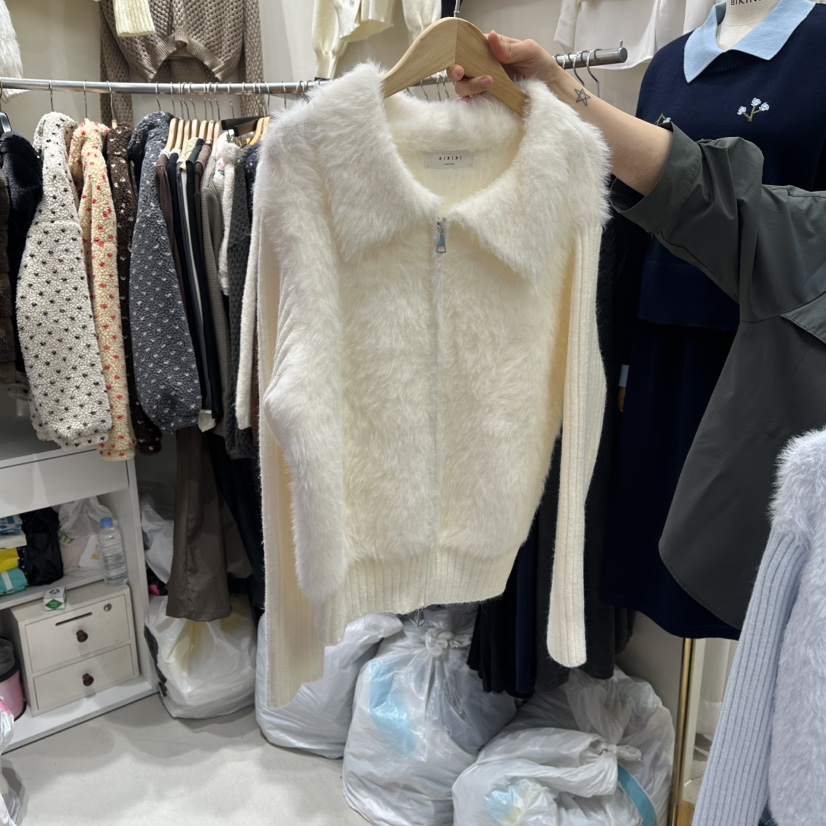 BIKINI㊣東大門代購女裝新款時尚熱賣推薦真品毛衣毛絨拉鏈BIKINI毛衣圖色2