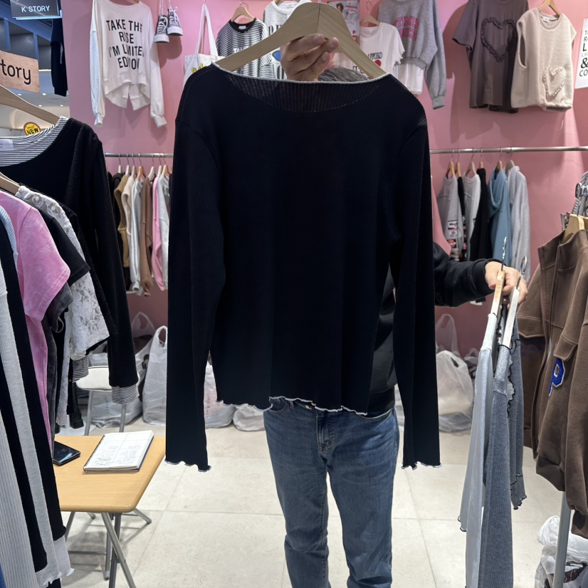 K STORY韓國代購㊣女裝新品職業26春夏熱賣人氣長袖T恤春款K STORY長袖T恤