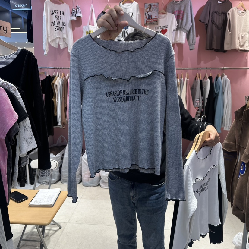 K STORY韓國代購㊣女裝新品職業26春夏熱賣人氣長袖T恤春款K STORY長袖T恤圖色2