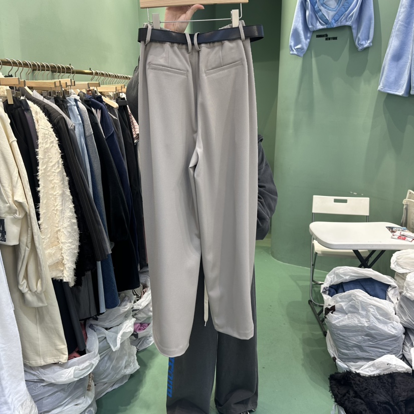 ROMANTIC NEWYORK㊣東大門代購女裝新品職業熱賣休閑褲含腰帶ROMANTIC NEWYORK休閑褲