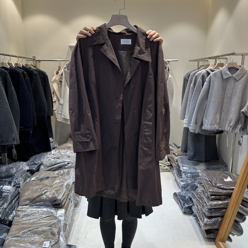 HER/PLAYLIST韓國代購㊣女士新款時尚26春夏休閑熱賣長款風衣HER/PLAYLIST長款風衣圖色1