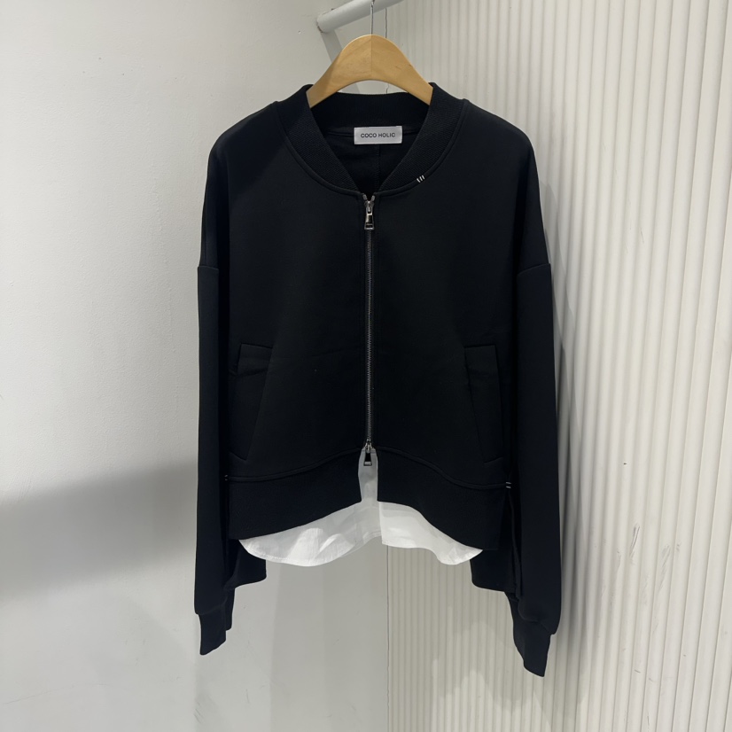 COCO HOLIC韓國直郵㊣女裝新品真品熱賣26春夏夾克拉鏈蕾絲COCO HOLIC夾克圖色2