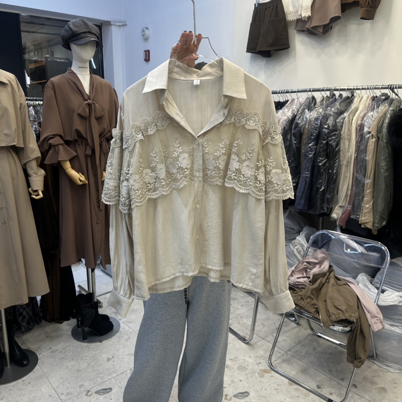 MARIGOLD㊣東大門代購女裝新款推薦人氣26春夏襯衫蕾絲衫蕾絲MARIGOLD襯衫/蕾絲衫圖色1