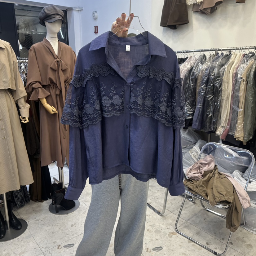 MARIGOLD㊣東大門代購女裝新款推薦人氣26春夏襯衫蕾絲衫蕾絲MARIGOLD襯衫/蕾絲衫圖色2