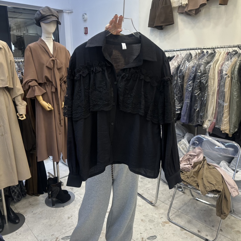 MARIGOLD㊣東大門代購女裝新款推薦人氣26春夏襯衫蕾絲衫蕾絲MARIGOLD襯衫/蕾絲衫圖色3