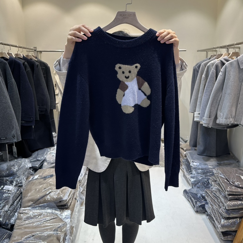 HER/PLAYLIST東大門直郵㊣女裝新品熱賣職業真品毛衣小熊羊毛HER/PLAYLIST毛衣圖色1