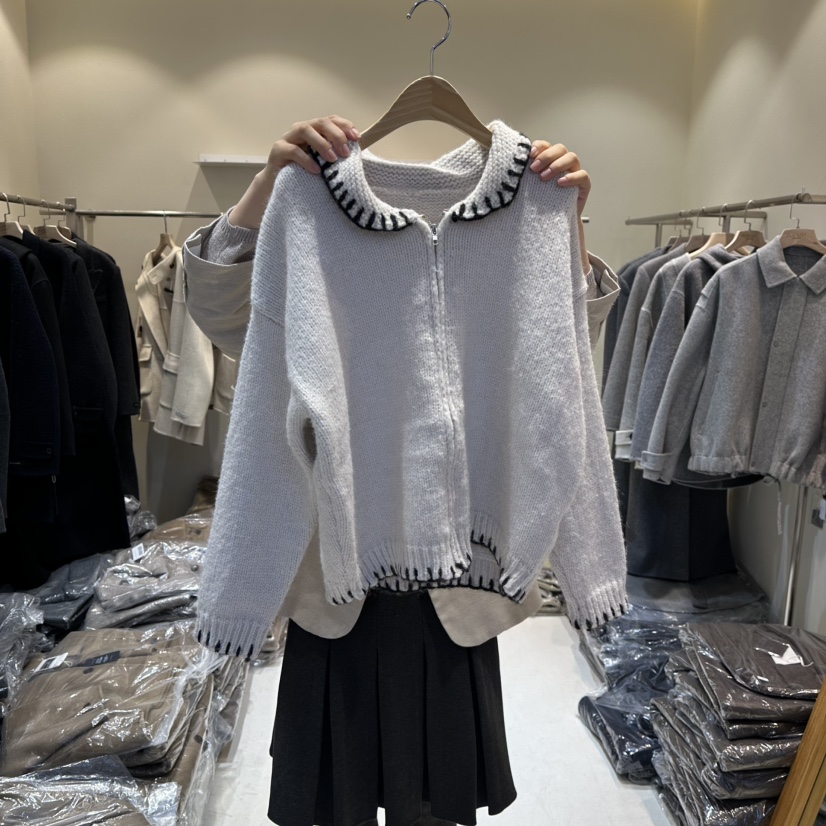 HER/PLAYLIST韓國直郵㊣女士新品熱賣真品休閑職業毛衣手工HER/PLAYLIST毛衣圖色1