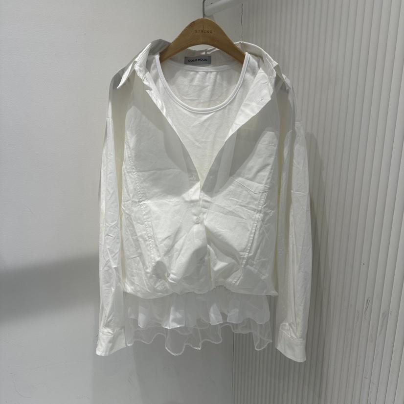 COCO HOLIC韓國直郵㊣女裝新品真品熱賣休閑襯衫蕾絲衫假兩件COCO HOLIC襯衫/蕾絲衫圖色1
