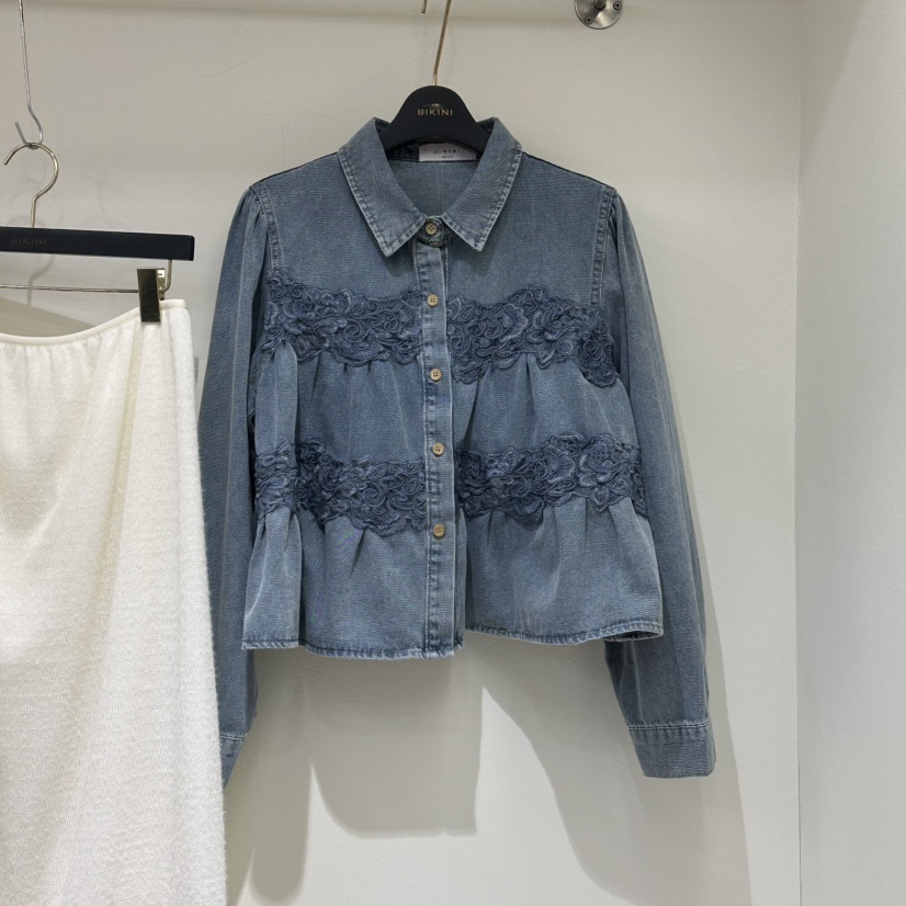 BIKINI㊣東大門實拍女士新款時尚職業人氣推薦襯衫蕾絲衫蕾絲BIKINI襯衫/蕾絲衫圖色1