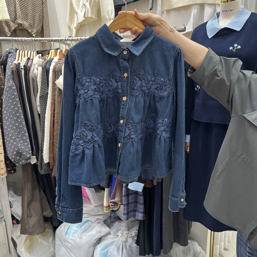 BIKINI㊣東大門實拍女士新款時尚職業人氣推薦襯衫蕾絲衫蕾絲BIKINI襯衫/蕾絲衫圖色2