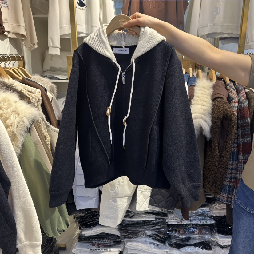 COCO HOLIC東大門直郵㊣女裝新款時尚休閑職業夾克連帽拉鏈衫COCO HOLIC夾克圖色2