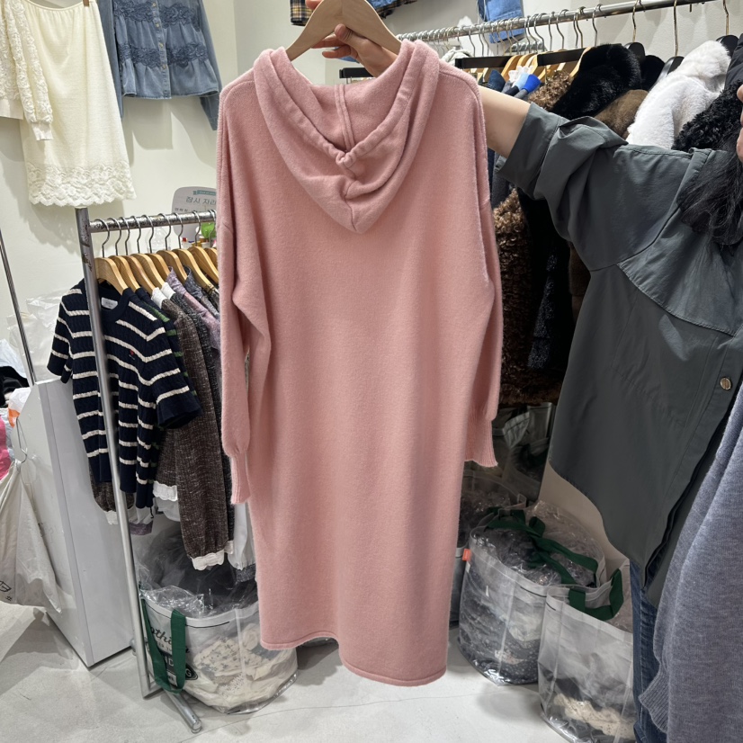 BIKINI㊣東大門實拍女士新款熱賣休閑26春夏連衣裙連帽針織衫BIKINI連衣裙