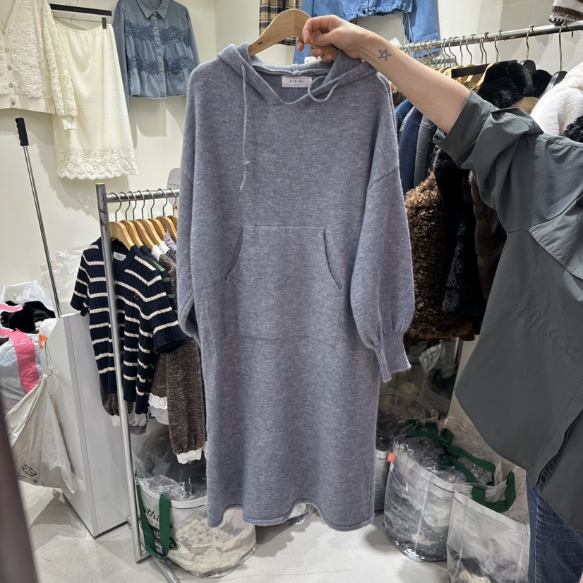 BIKINI㊣東大門實拍女士新款熱賣休閑26春夏連衣裙連帽針織衫BIKINI連衣裙圖色2