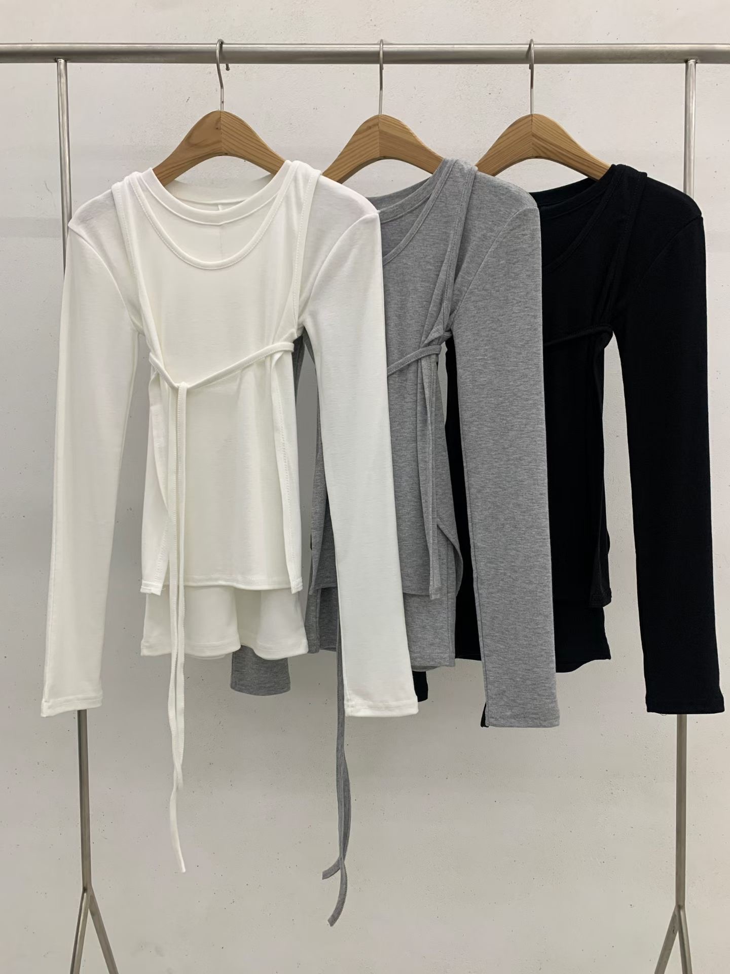 ShopBaguette韓國直郵㊣女裝新款真品人氣職業長袖T恤兩件套ShopBaguette長袖T恤圖色2左二色