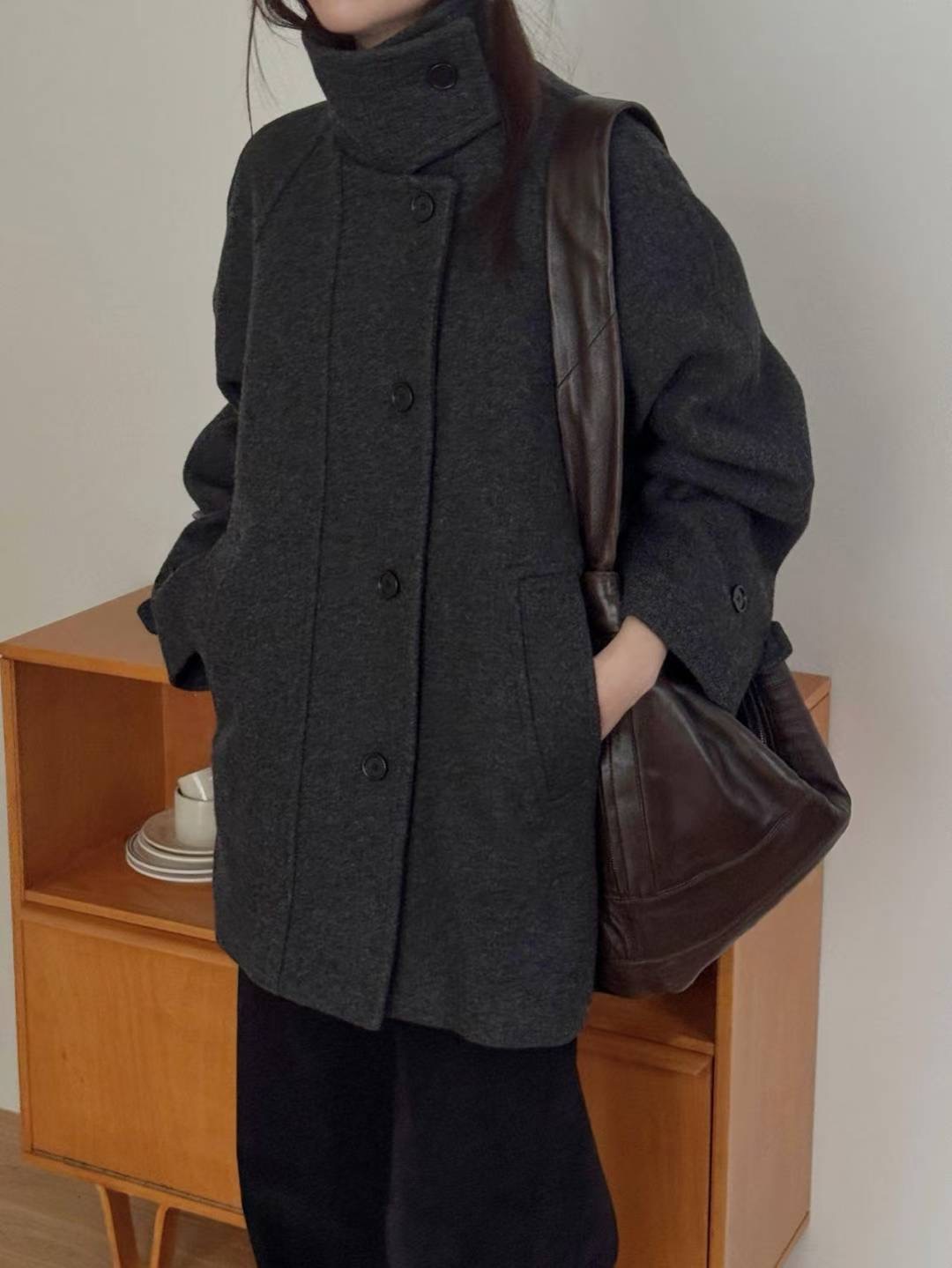 LIBRE韓國代購女士新品休閑職業時尚人氣25秋冬中長款大衣HAY KNOCK中長款大衣圖色2