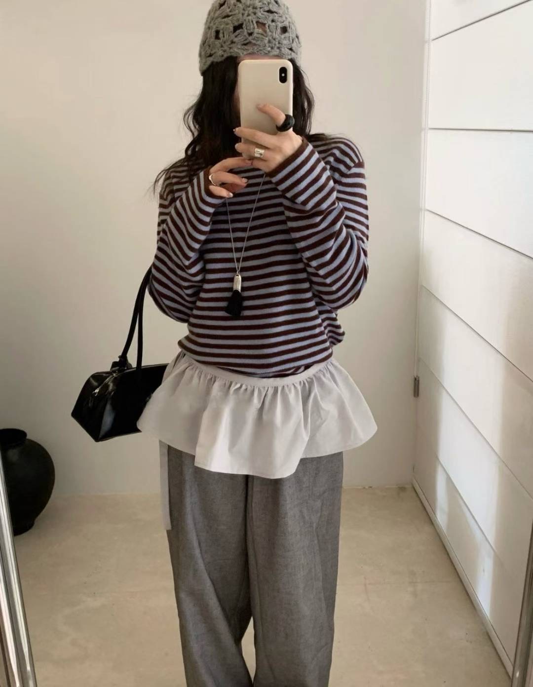 LIBRE東大門代購女士新款人氣熱賣時尚休閑針織衫羊絨船領HAY KNOCK針織衫