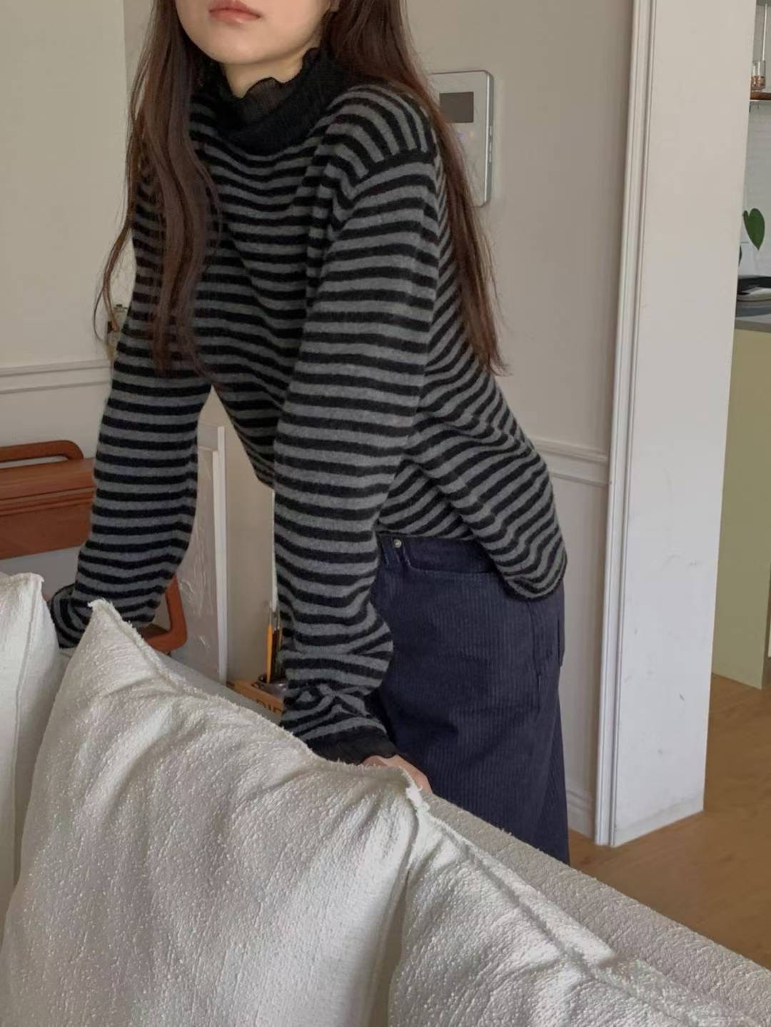 LIBRE東大門代購女士新款人氣熱賣時尚休閑針織衫羊絨船領HAY KNOCK針織衫