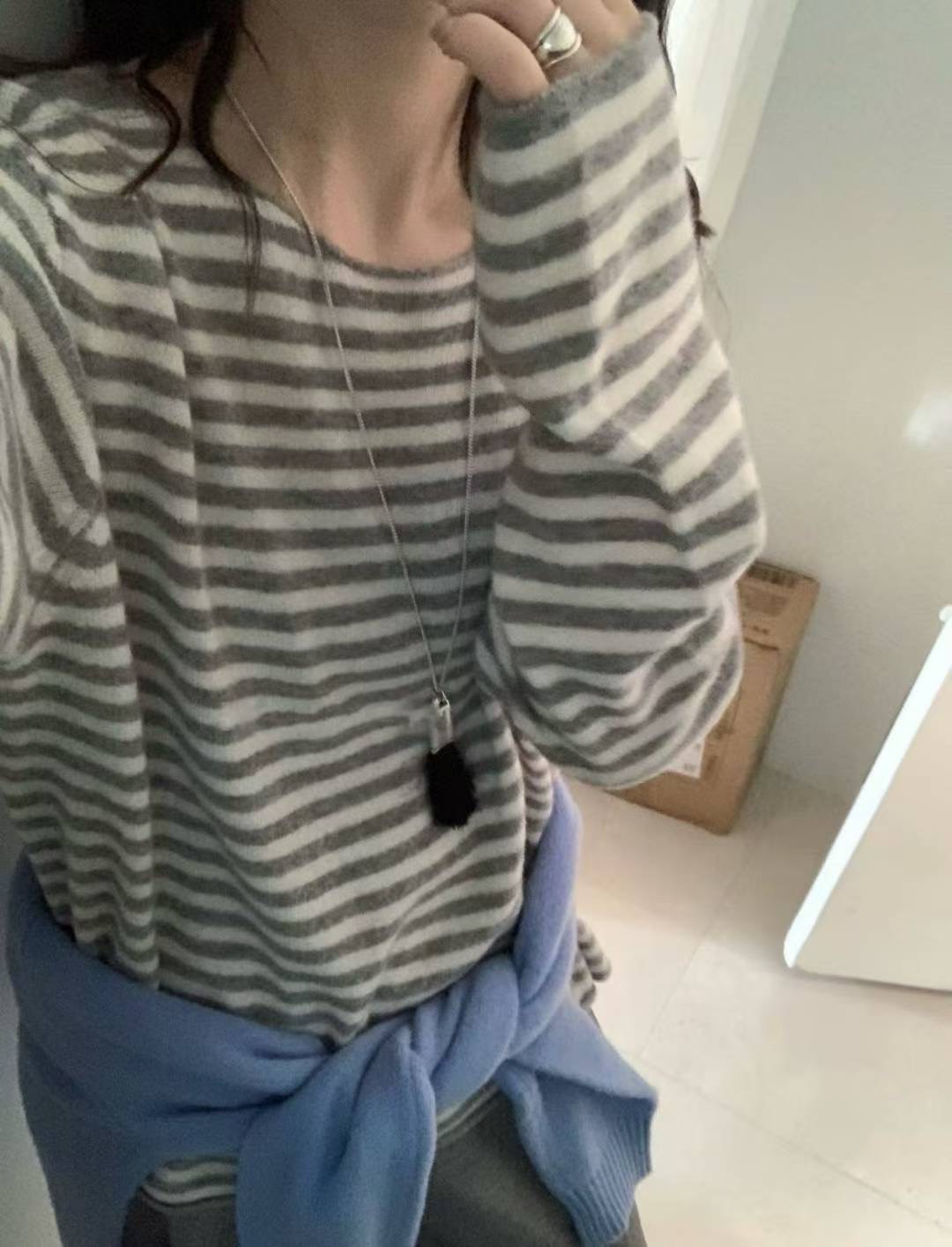 LIBRE東大門代購女士新款人氣熱賣時尚休閑針織衫羊絨船領HAY KNOCK針織衫圖色2