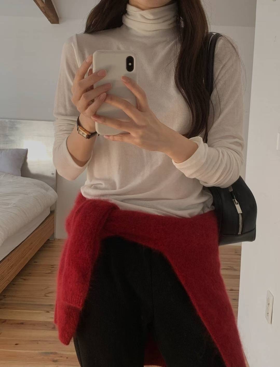 LIBRE韓國代購女士新款熱賣25秋冬時尚休閑推薦職業長袖T恤HAY KNOCK長袖T恤