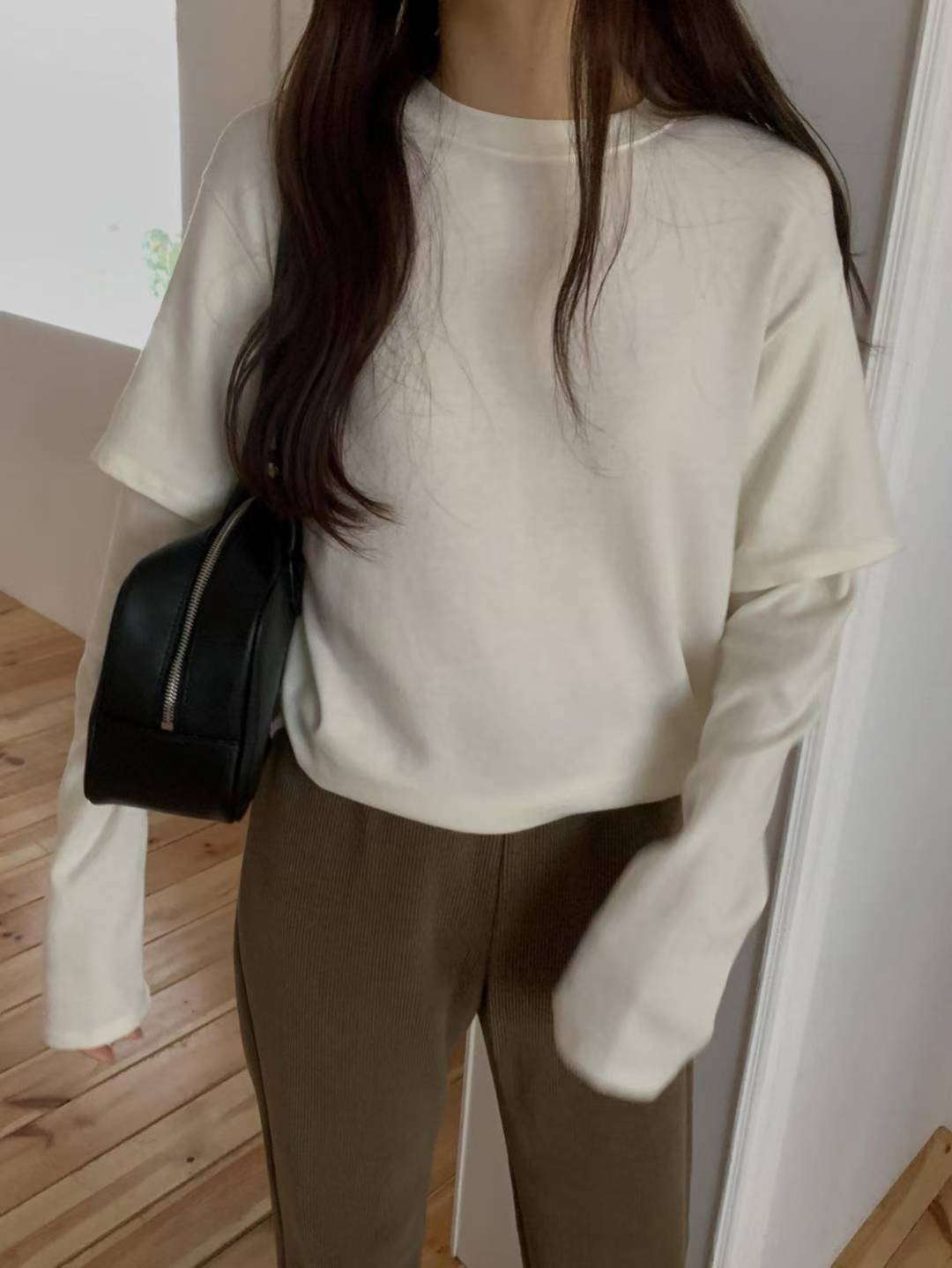 LIBRE東大門直郵女士新品推薦25秋冬職業休閑熱賣長袖T恤HAY KNOCK長袖T恤