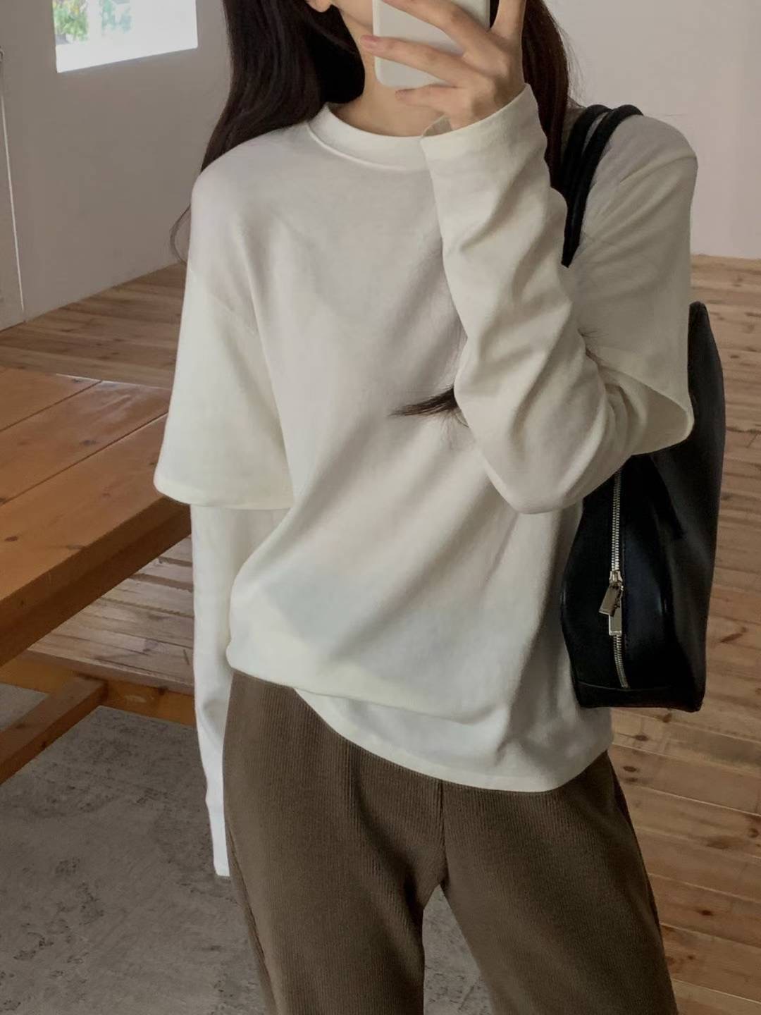 LIBRE東大門直郵女士新品推薦25秋冬職業休閑熱賣長袖T恤HAY KNOCK長袖T恤圖色1