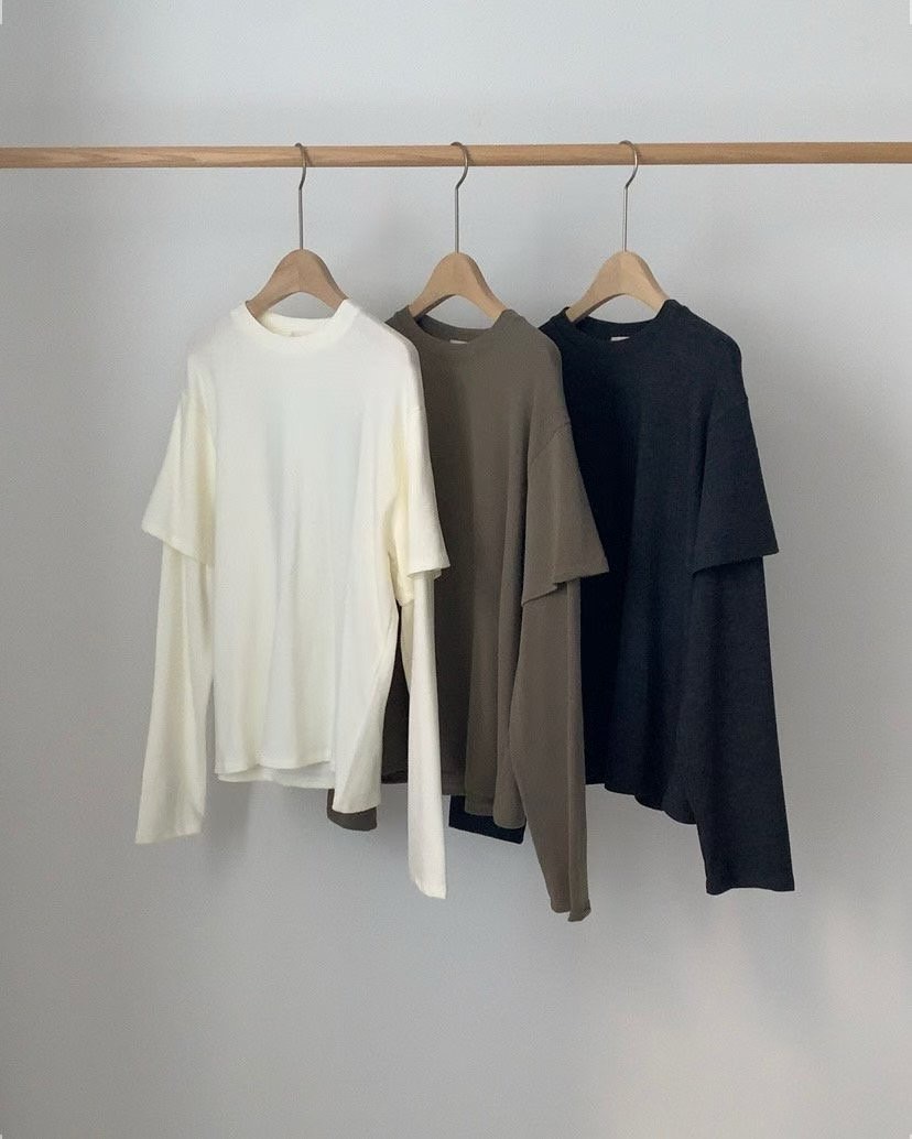 LIBRE東大門直郵女士新品推薦25秋冬職業休閑熱賣長袖T恤HAY KNOCK長袖T恤圖色2左二色