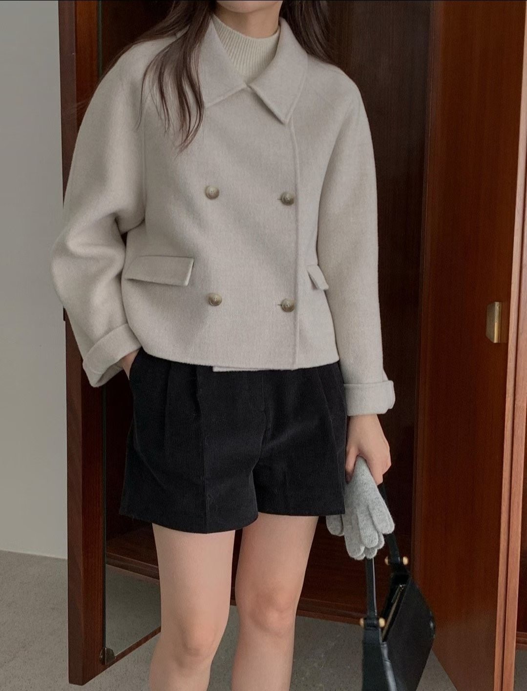 LIBRE東大門代購女裝新品熱賣職業推薦25秋冬休閑短款大衣HAY KNOCK短款大衣