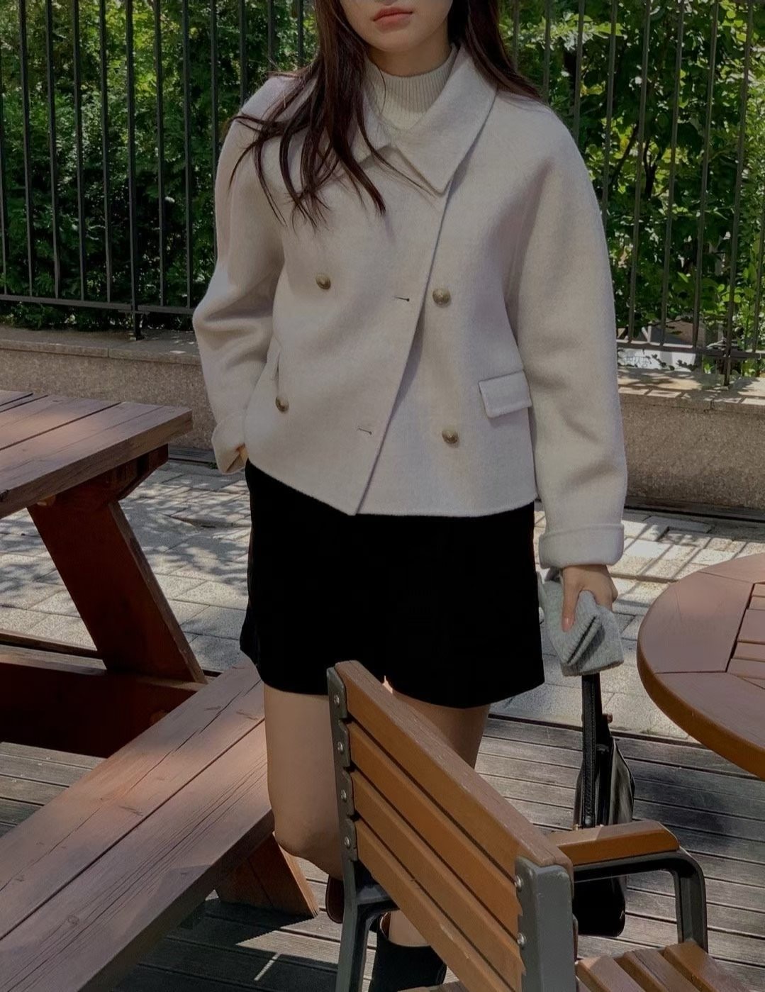 LIBRE東大門代購女裝新品熱賣職業推薦25秋冬休閑短款大衣HAY KNOCK短款大衣