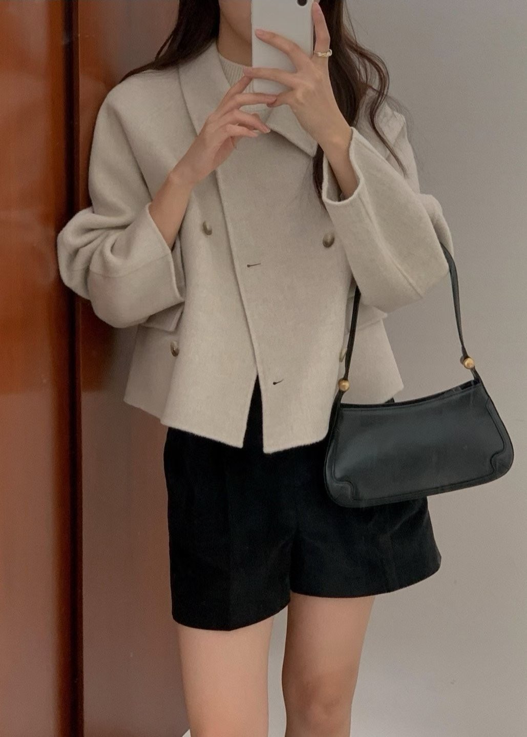 LIBRE東大門代購女裝新品熱賣職業推薦25秋冬休閑短款大衣HAY KNOCK短款大衣圖色1