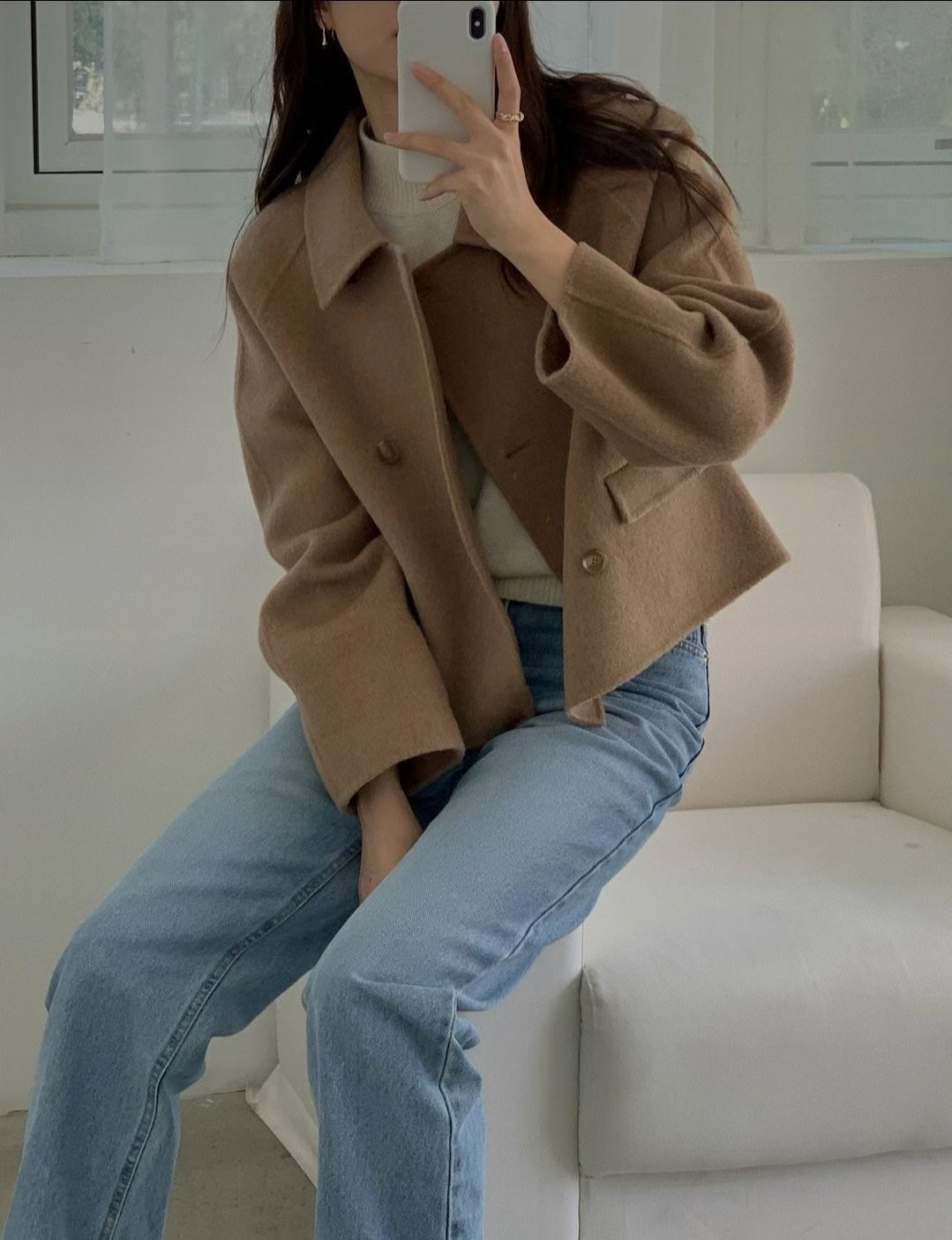 LIBRE東大門代購女裝新品熱賣職業推薦25秋冬休閑短款大衣HAY KNOCK短款大衣圖色2