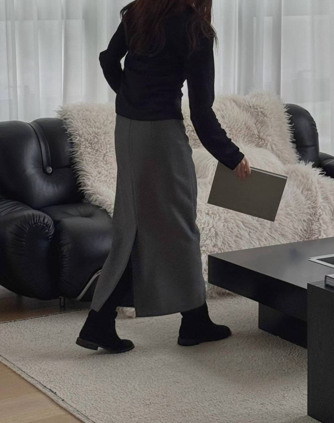 LIBRE韓國直郵女士新品推薦人氣時尚休閑熱賣25秋冬長裙羊毛HAY KNOCK長裙