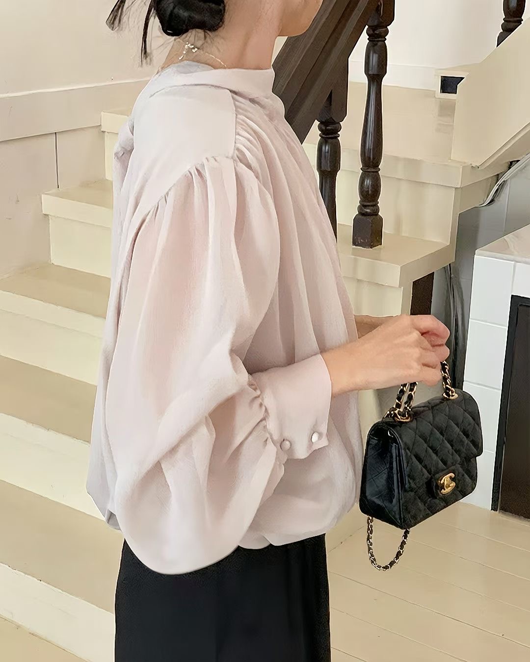 VIVIANLEE東大門代購女士新品人氣休閑25秋冬襯衫蕾絲衫透視VIVIANLEE襯衫/蕾絲衫